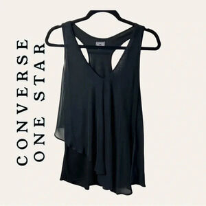 0006. Converse ONE STAR TANK TOP SHEER LAYER ON TOP BLACK SIZE MEDIUM‎